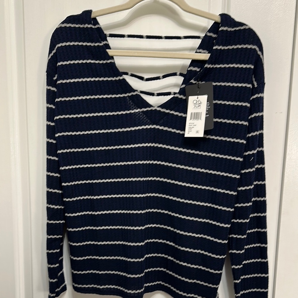 Chasor‎ Navy and White Striped Sweater NWT
